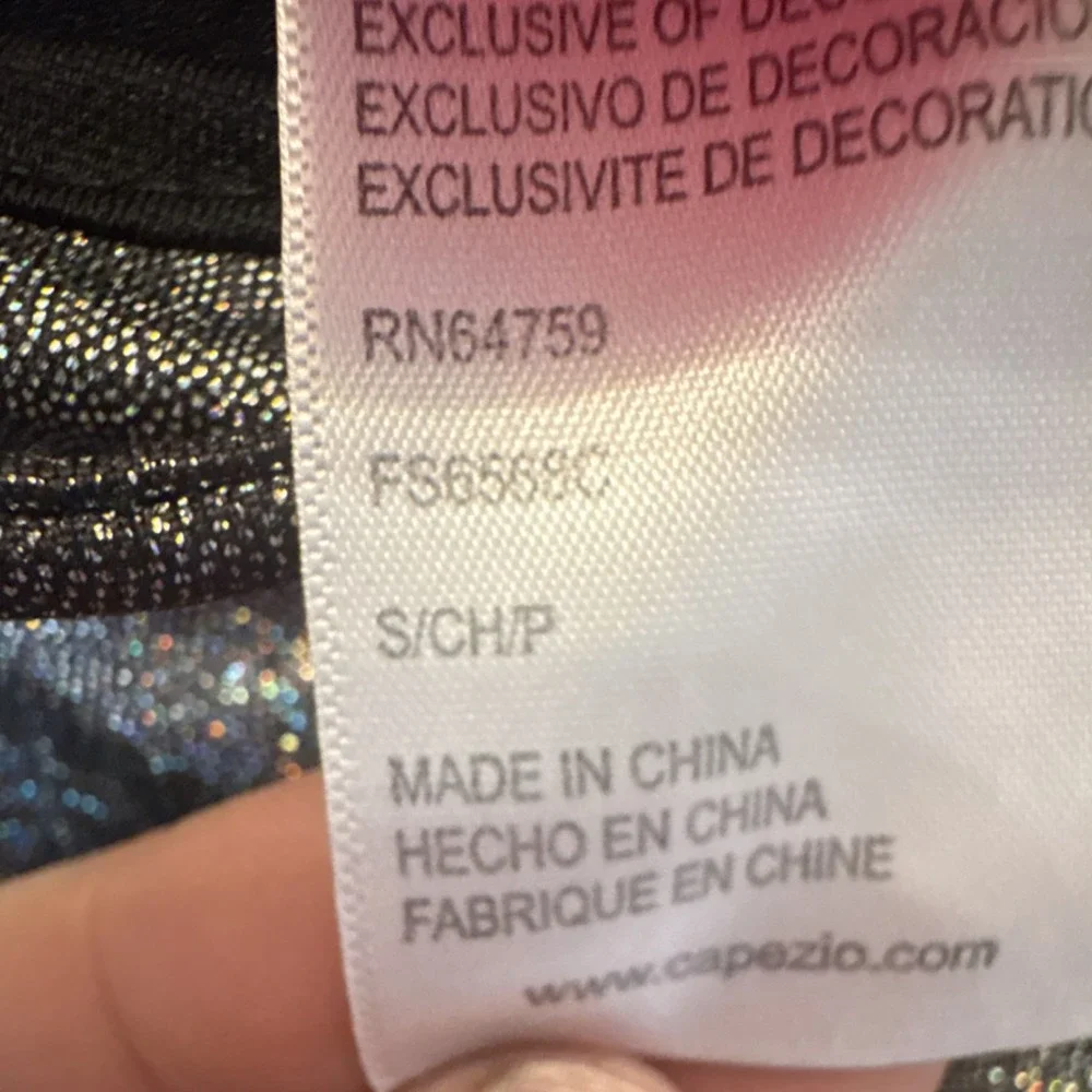 Capezio Future Star Sleeveless Gymnastics Leotard Black Silver FS6568C Girls S